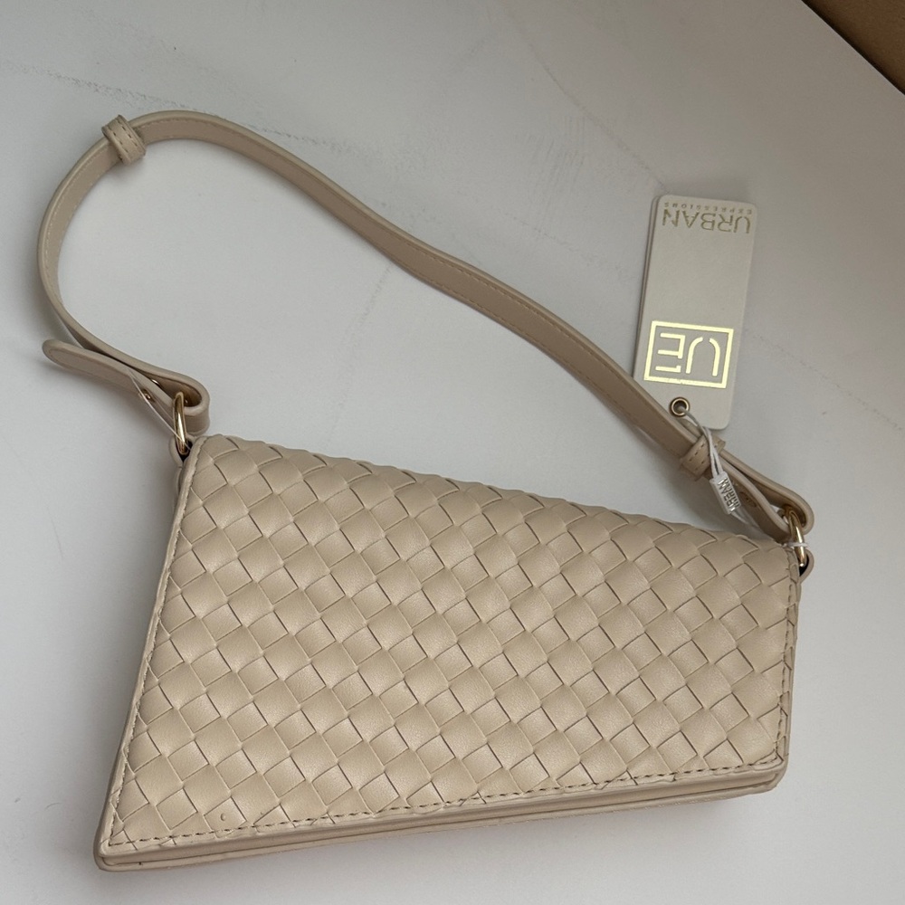 Urban Expressions Beige Woven Two-way bag